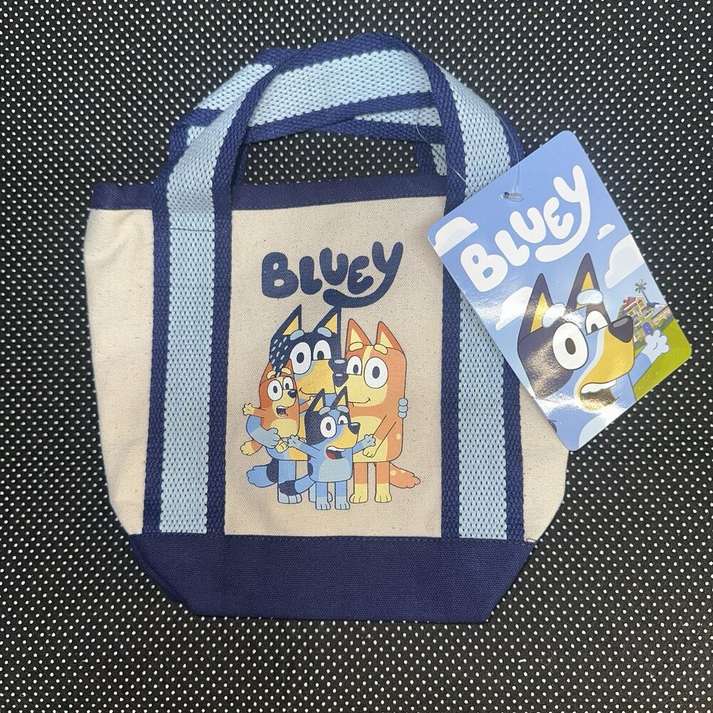 Bluey 8” Girls Best Days Mini Cotton Canvas Tote Bag, Canvas NWT